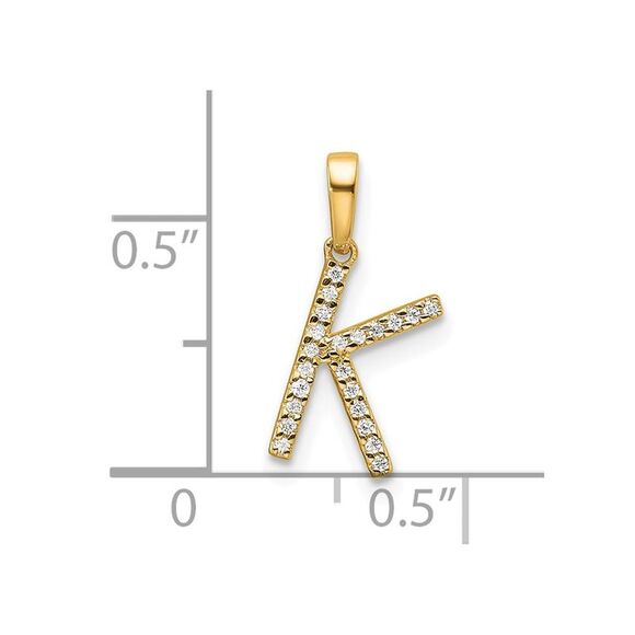 Kazi Luxury 14k Yellow Gold Diamond Letter K Initial Pendant